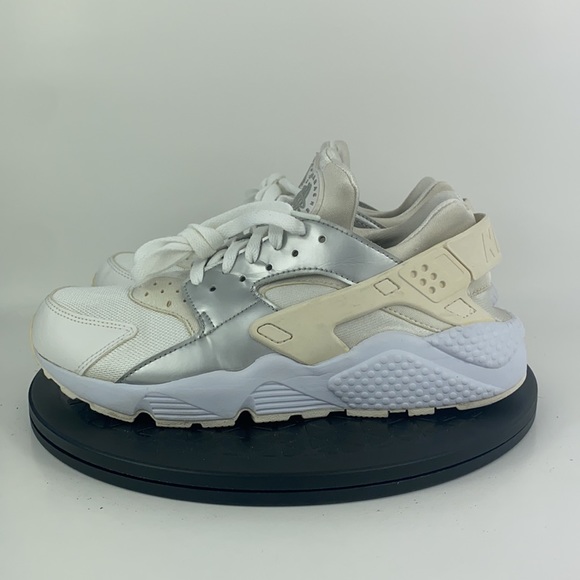 Nike Air Huarache White/Silver Athletic Running Shoes 318429-108 Men's Size 8.5 - Picture 8 of 12